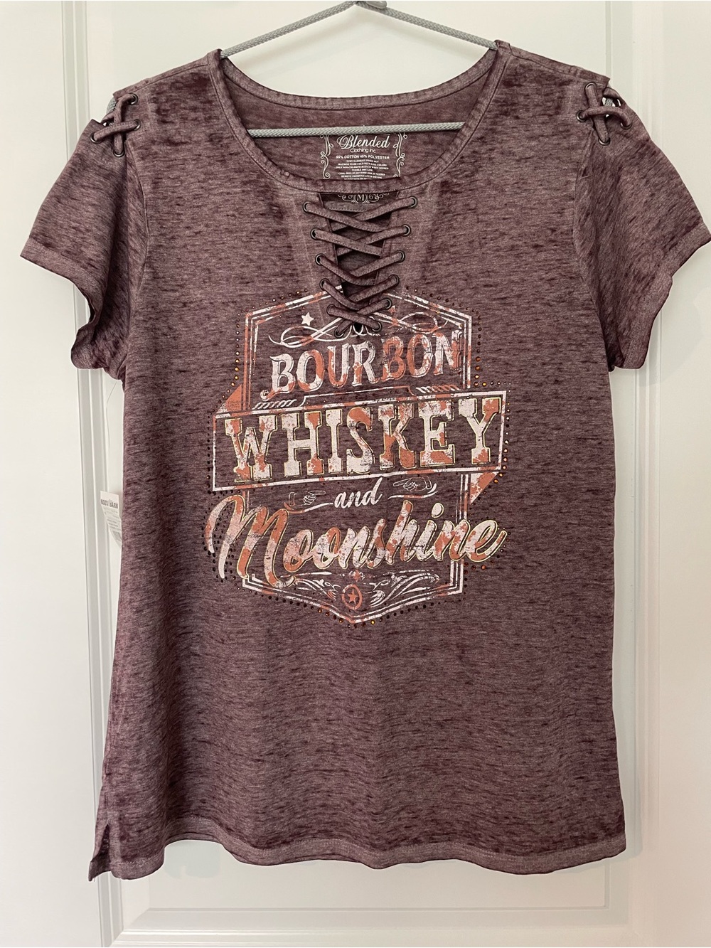 Comfort Mauve Lace-Up Graphic Tee - Bourbon Whiskey & Moonshine